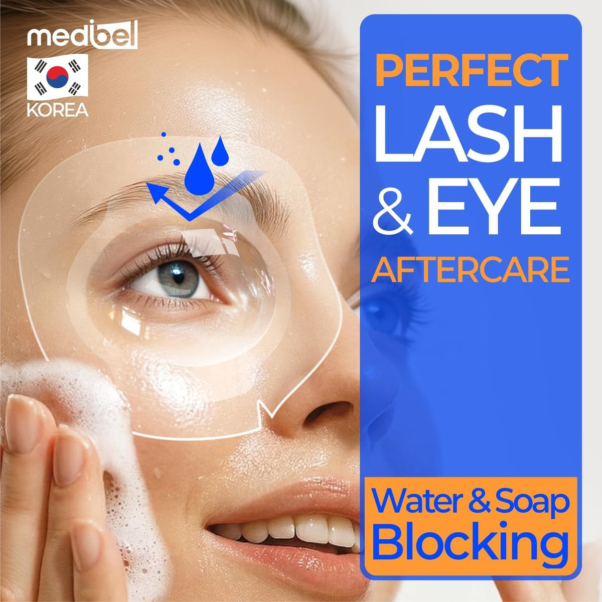 Waterproof Eyepatch for Shower, 3D Eye Dome Shield for Eyelash Extensions Lash Lift & Microblading, Disposable Adhesive Eye Patch for Women & Adults, Made in Korea