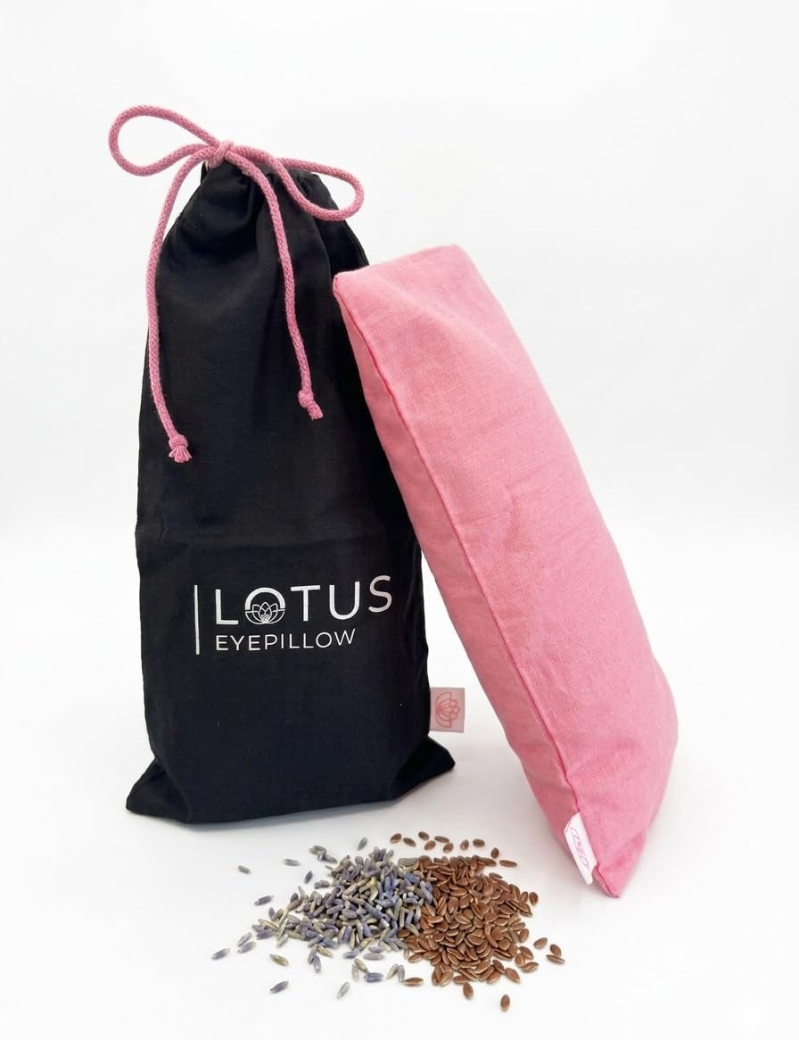 Lotus Lavender Eye Pillow - Weighted Mask for Sleep & Meditation, Pink | NOLAVA Sleep & Wellbeing App Included; Pink Lavender Comfort for Sleep Rituals, Gifting, and Headache Relief.