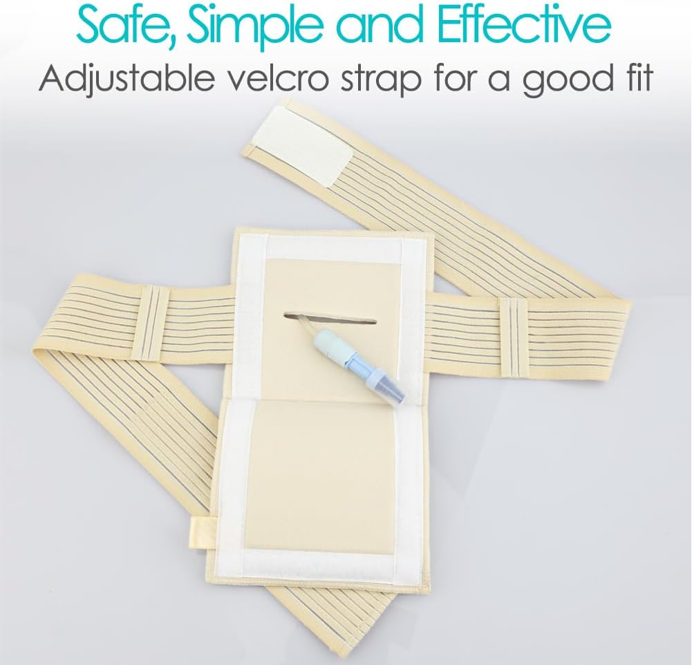 [2 Pack] Feeding Tube Belt, PEG Tube Holder G-Tube Protective Belt Breathable Beige with Slit for G Tube J Tube PEG Tube Supplies, No More Taping the Tube