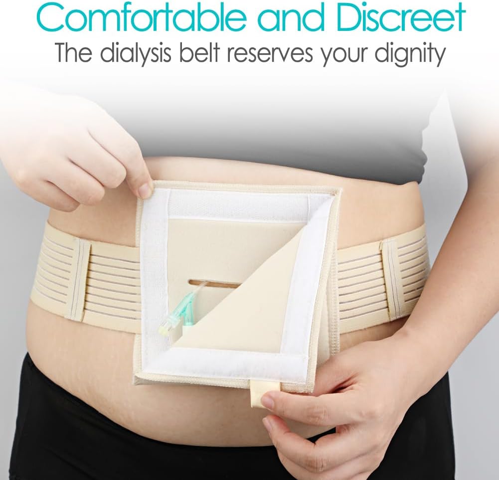 [2 Pack] Feeding Tube Belt, PEG Tube Holder G-Tube Protective Belt Breathable Beige with Slit for G Tube J Tube PEG Tube Supplies, No More Taping the Tube