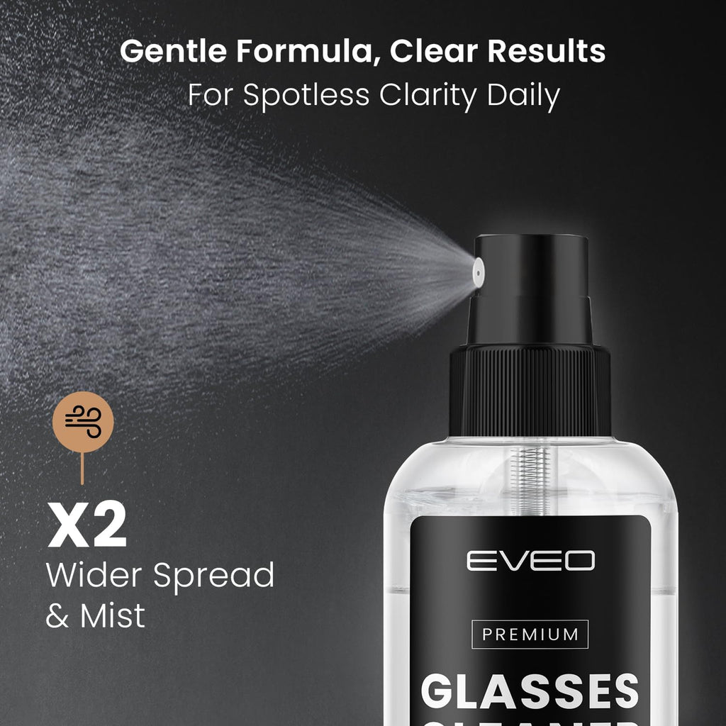 Glasses Cleaner Spray - Eyeglass Cleaner (No Streaks)| Eye Glass Cleaners Spray + Lens Cleaner Microfiber Cleaning Cloth, Glasses Cleaning Kit Eye - 2Oz
