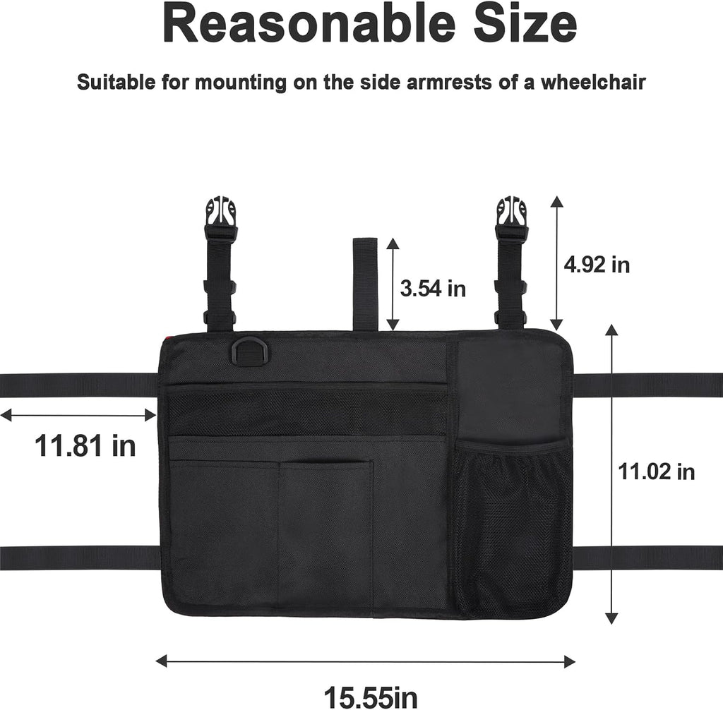 Walker Bag Walker Basket with Cup Holder - Suit for Adult Folding Walkers Rollator Organizer Carry Storage Pouch Water-Resistant Armrest Accessories for Seniors, Elderly, Handicap