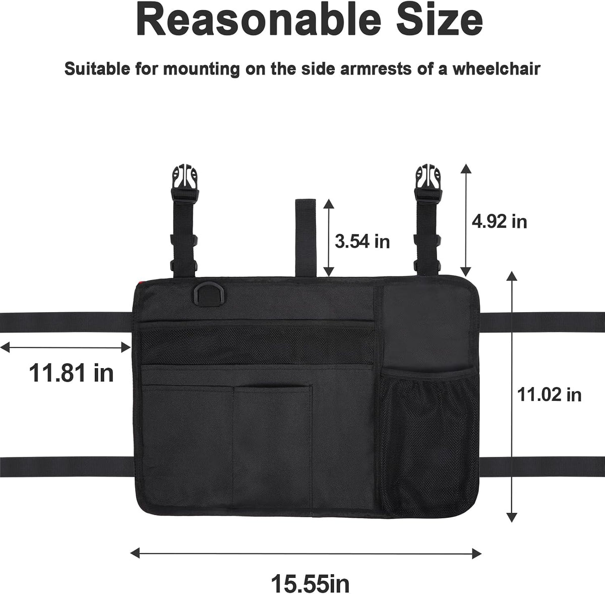 Walker Bag Walker Basket with Cup Holder - Suit for Adult Folding Walkers Rollator Organizer Carry Storage Pouch Water-Resistant Armrest Accessories for Seniors, Elderly, Handicap