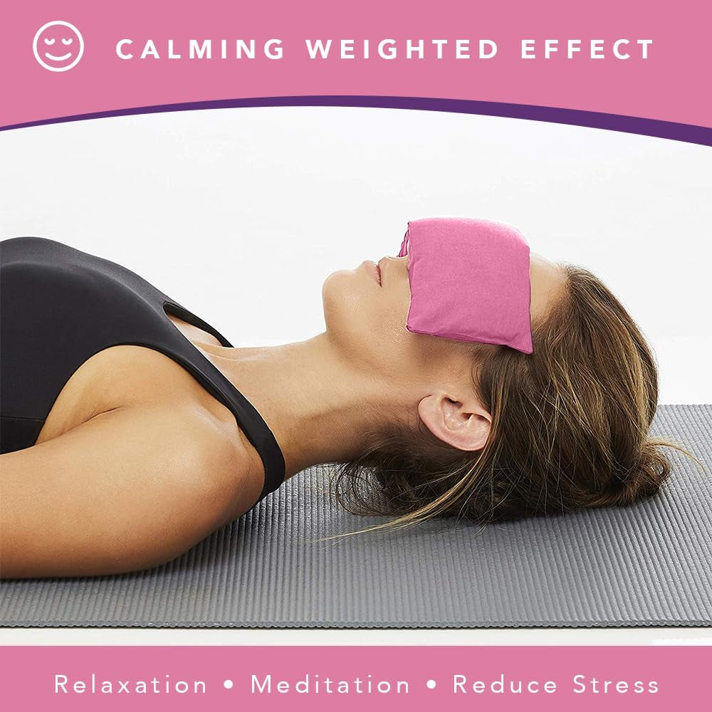 Lotus Lavender Eye Pillow - Weighted Mask for Sleep & Meditation, Pink | NOLAVA Sleep & Wellbeing App Included; Pink Lavender Comfort for Sleep Rituals, Gifting, and Headache Relief.