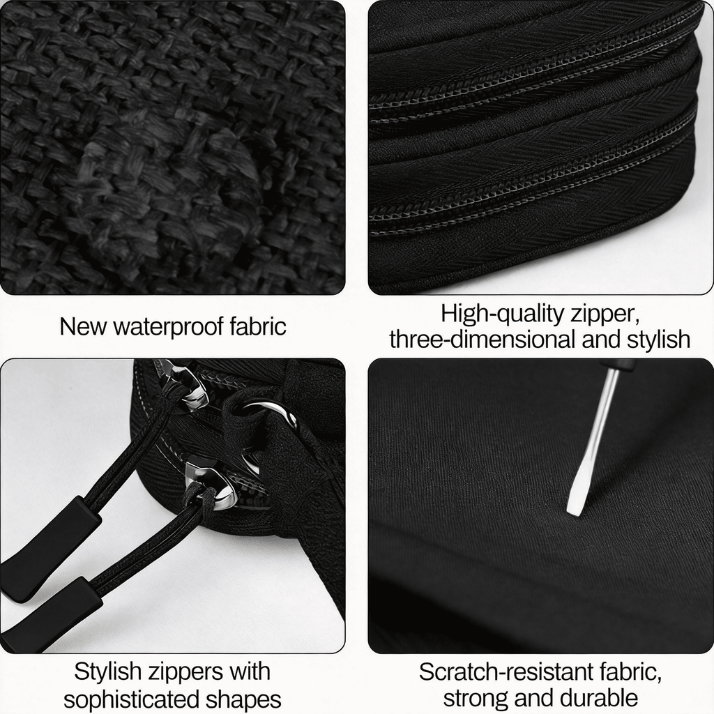 Large Travel Electronics Organizer Case - Waterproof Tech Pouch & Cable Storage Bag for Chargers, Power Banks, and Cords - Deep Storage Travel Essentials Organizer Black