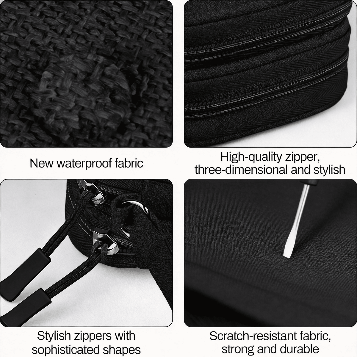 Large Travel Electronics Organizer Case - Waterproof Tech Pouch & Cable Storage Bag for Chargers, Power Banks, and Cords - Deep Storage Travel Essentials Organizer Black