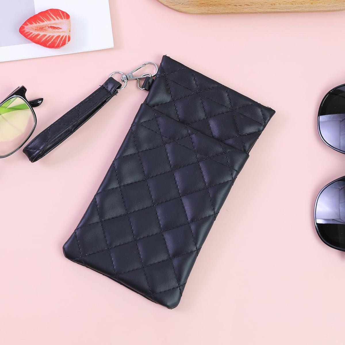 Double Eyeglass Case Soft Dual Glasses Case for Women Men Travel Squeeze Top Sunglasses Cases Eyeglasses Pouch