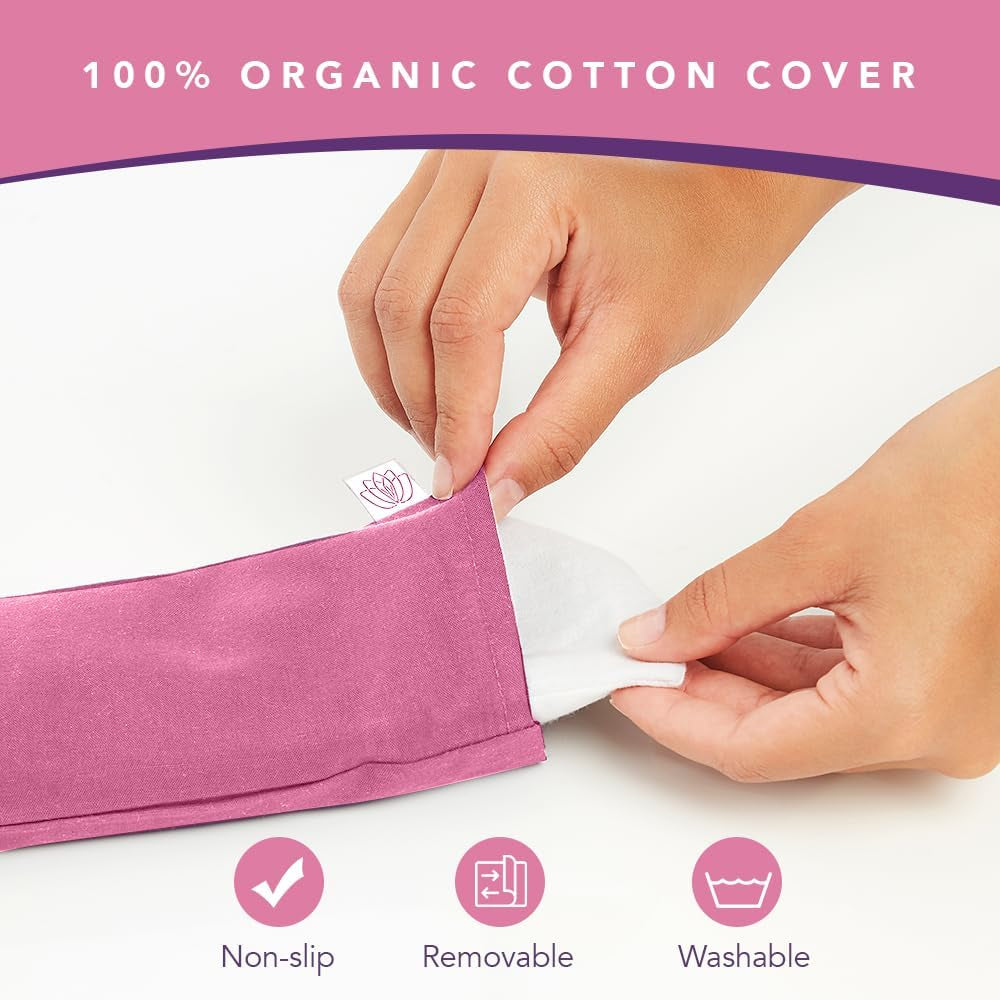 Lotus Lavender Eye Pillow - Weighted Mask for Sleep & Meditation, Pink | NOLAVA Sleep & Wellbeing App Included; Pink Lavender Comfort for Sleep Rituals, Gifting, and Headache Relief.