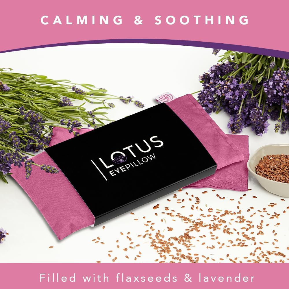 Lotus Lavender Eye Pillow - Weighted Mask for Sleep & Meditation, Pink | NOLAVA Sleep & Wellbeing App Included; Pink Lavender Comfort for Sleep Rituals, Gifting, and Headache Relief.