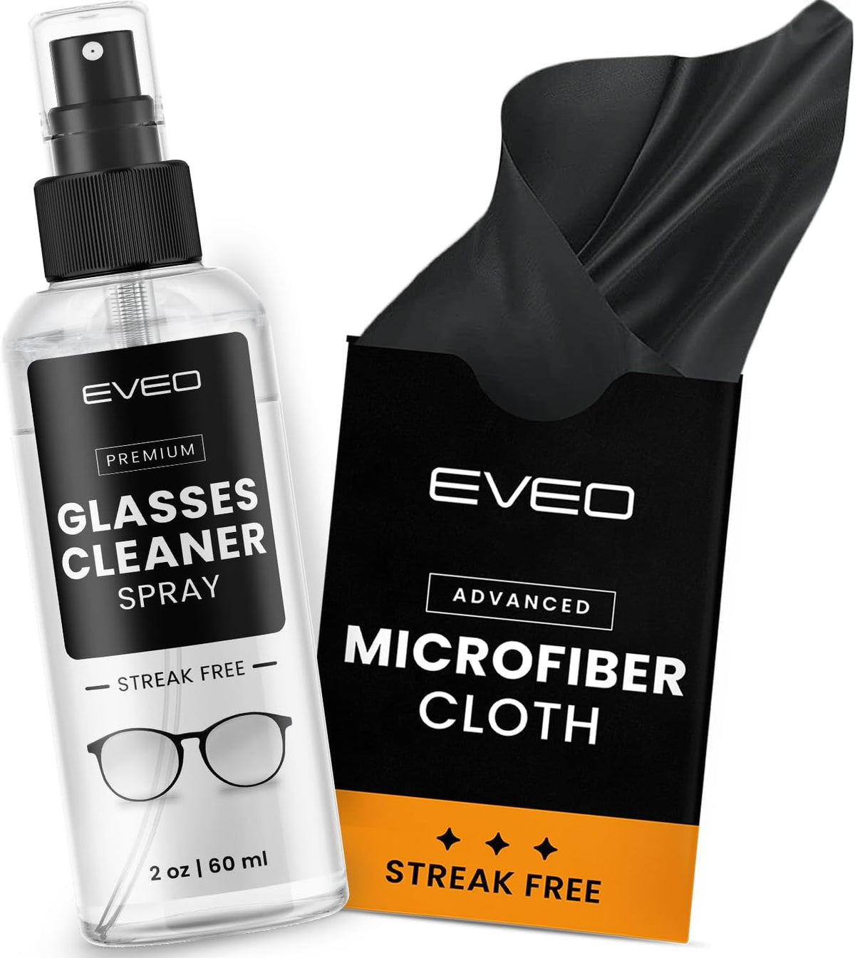 Glasses Cleaner Spray - Eyeglass Cleaner (No Streaks)| Eye Glass Cleaners Spray + Lens Cleaner Microfiber Cleaning Cloth, Glasses Cleaning Kit Eye - 2Oz
